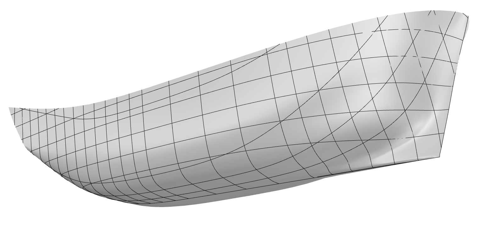 船体の形状のコンピュータ上での再現図